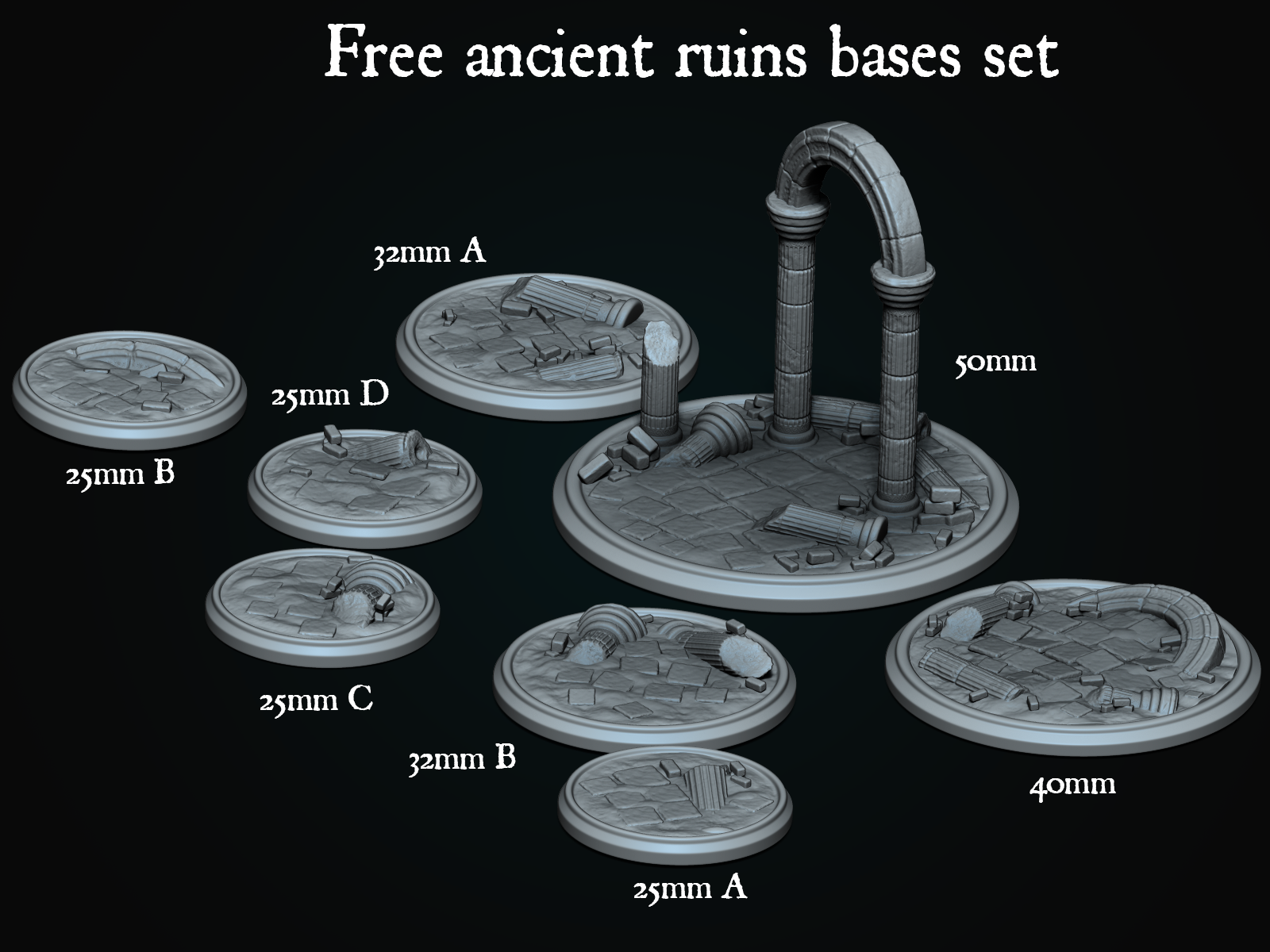 Free ancient ruins bases set, presupported & unsupported